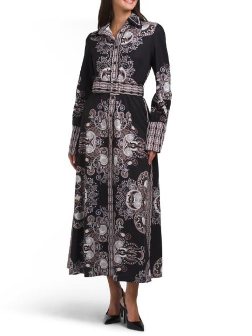 NANCY YANG Belted Shirt Dress